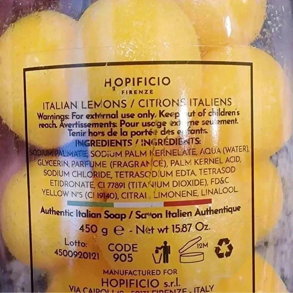 Italian lemon shaped scented soap by HOPIFICIO tripled milled - Picture 2 of 3
